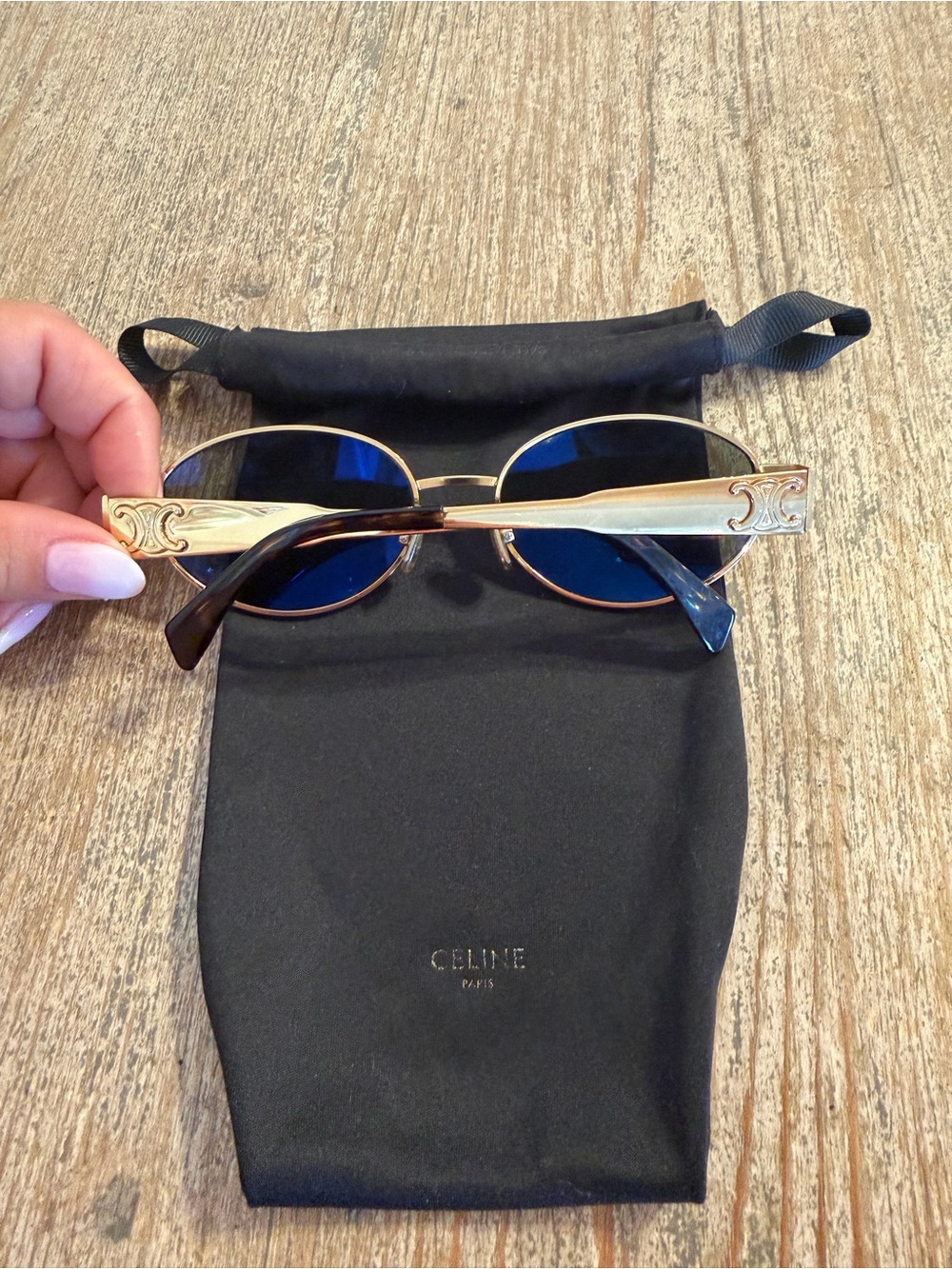 Celine Gold Frame Sunglasses with Black Lenses - Picture 2 of 5
